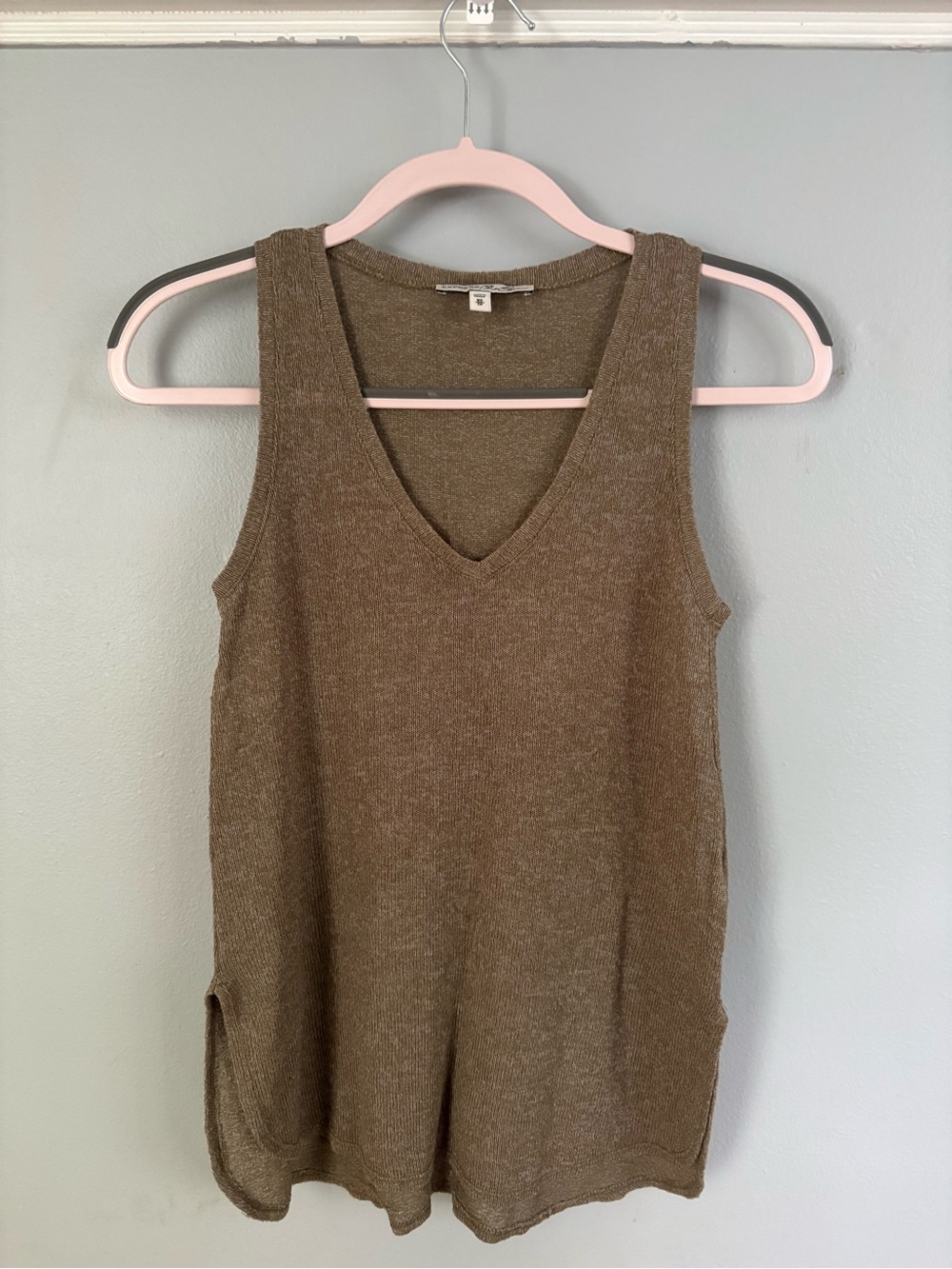 Express Olive Brown V-Neck Knit Tank Top